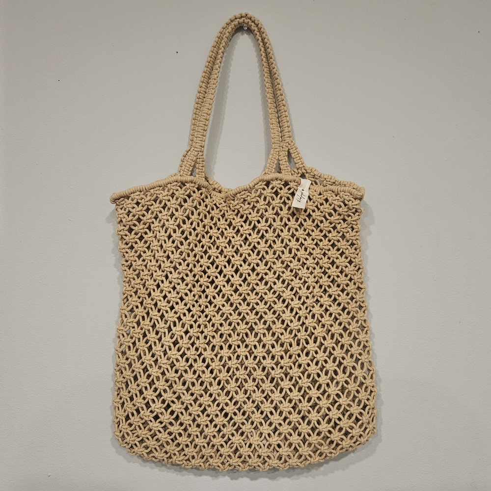 The Beach People Macrame 100% Cotton Cord Tote - Natural Brown